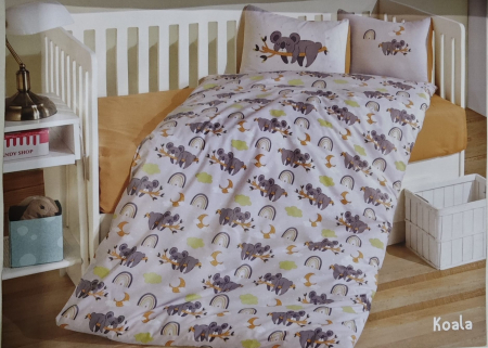 Lenjerii Din Bumbac 100% Pentru Copii - Lenjerie de pat pentru copii- model Koala bumbac ranforce, 4 piese