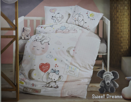 Lenjerii Din Bumbac 100% Pentru Copii - Lenjerie de pat pentru copii- model Sweet Dreams  bumbac ranforce, 4 piese