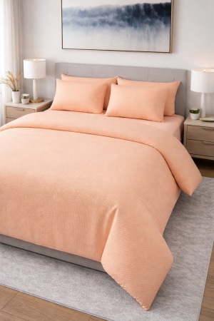 Lenjerii De Pat Bumbac Finet - Lenjerie pat dublu Finet 4 piese 200x220 -Moale si placuta la atingere- Culoare Bej