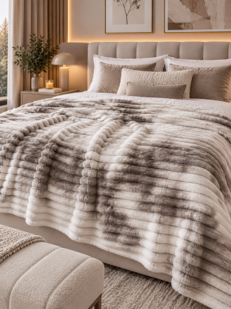 Paturi - Patura Cocolino Maro/Alb 200x230 cm – Moale, Calduroasa și Antialergica