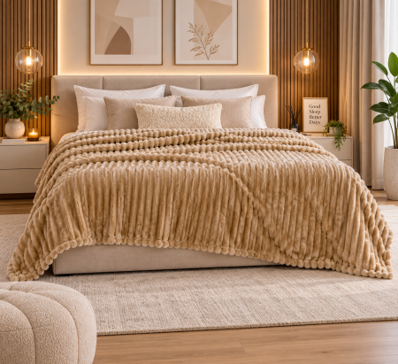 Paturi - Patura Cocolino Crem 200x230 cm – Moale, Calduroasa și Antialergica