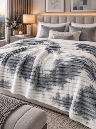 Paturi - Patura Cocolino Gri/Alb 200x230 cm – Moale, Calduroasa și Antialergica
