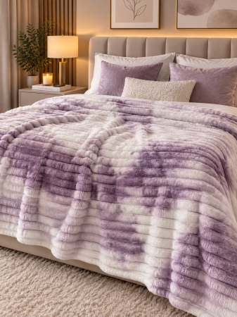 Paturi - Patura Cocolino Lila/Alb 200x230 cm – Moale, Calduroasa și Antialergica