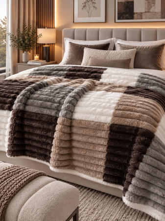 Paturi - Patura Cocolino Mocha/Gri 200x230 cm – Moale, Calduroasa și Antialergica