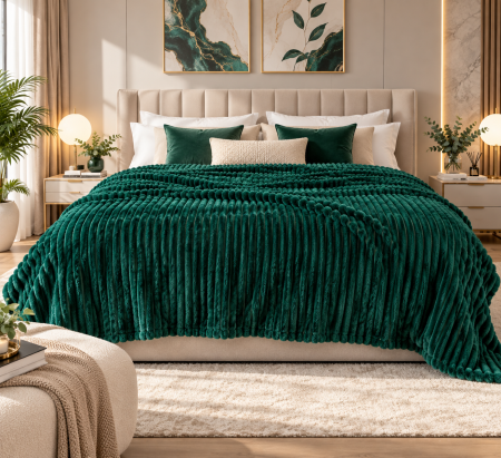 Paturi - Patura Cocolino Verde200x230 cm – Moale, Calduroasa și Antialergica