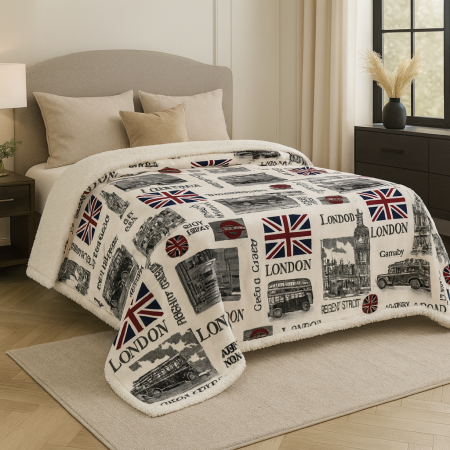Paturi - Patura London Cu Blanita Cocolino Moale Si Calduroasa -160x220 Cm
