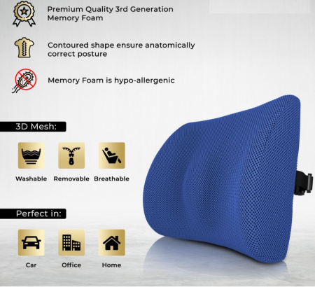 Perna ortopedica anatomica pentru sprijin lombar din spumă memorie cu gel răcoritor [4]