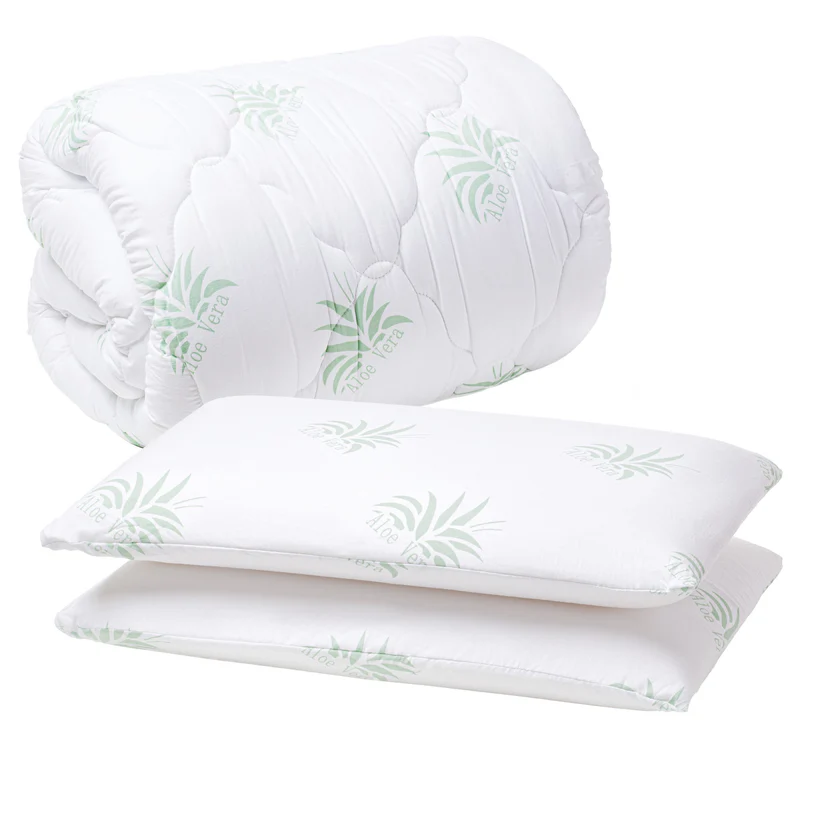 Set Pilota 200x220 Microfibră + 2 Perne Memory Aloe Vera 40x70 Cm