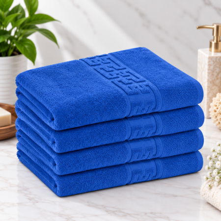Set prosoape bumbac - Set 4 Prosoape Baie Lux Bumbac 100% Albastru 550 GSM -50X90 Cm