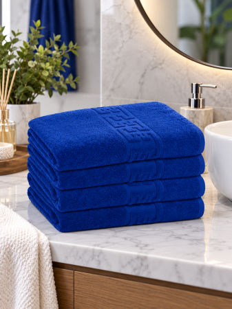 Prosoape - Set 4 Prosoape Baie Lux Bumbac 100% Albastru inchis 550 GSM -50X90 Cm
