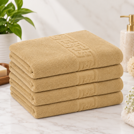 Set prosoape bumbac - Set 4 Prosoape Baie Lux Bumbac 100% Bej 550 GSM -50X90 Cm