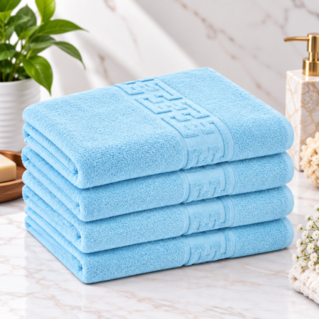 Set prosoape bumbac - Set 4 Prosoape Baie Lux Bumbac 100% Bleu 550 GSM -50X90 Cm