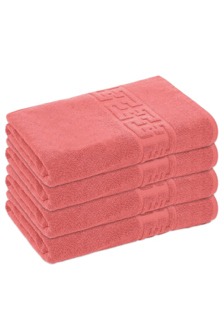 Prosoape de baie - Set 4 Prosoape Baie Lux Bumbac 100% Corai 550 GSM- 70x130 Cm