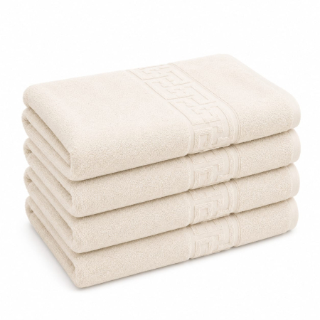 Prosoape - Set 4 Prosoape Baie Lux Bumbac 100% Crem 550 GSM- 70x130 Cm