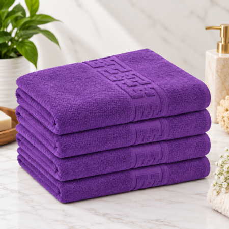 Prosoape - Set 4 Prosoape Baie Lux Bumbac 100% Mov 550 GSM -50X90 Cm
