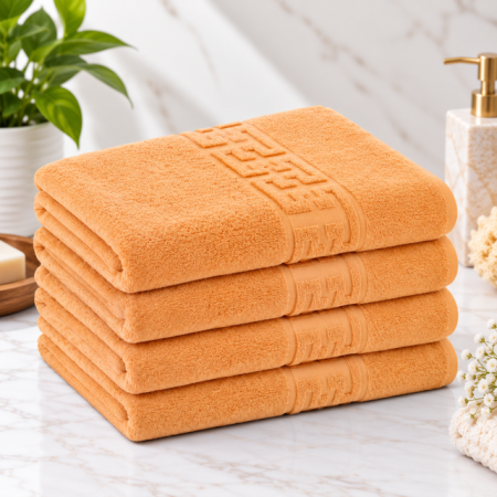 Set prosoape bumbac - Set 4 Prosoape Baie Lux Bumbac 100% Piersica 550 GSM -50X90 Cm