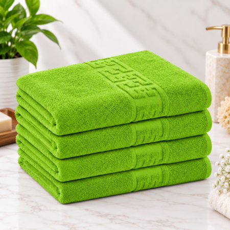 Set prosoape bumbac - Set 4 Prosoape Baie Lux Bumbac 100% Verde Lime 550 GSM -50X90 Cm