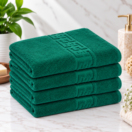 Prosoape - Set 4 Prosoape Baie Lux Bumbac 100% Verde smarald550 GSM -50X90 Cm