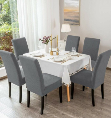 Huse Canapele & Scaune - Set 6 Huse Pentru Scaun Culoare Gri Deschis– Elastice, Elegante, Durabile