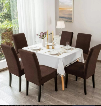 Huse Canapele & Scaune - Set 6 Huse Pentru Scaun Culoare Maro– Elastice, Elegante, Durabile
