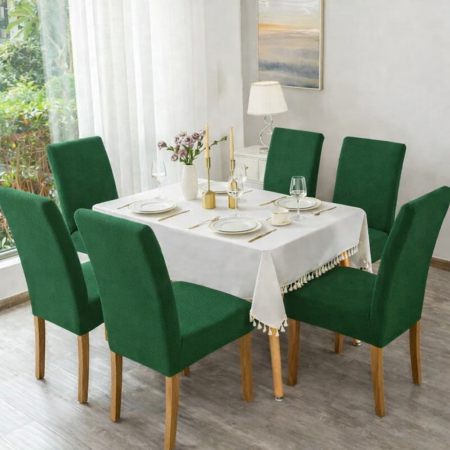 Huse Canapele & Scaune - Set 6 Huse Pentru Scaun Culoare Verde – Elastice, Elegante, Durabile