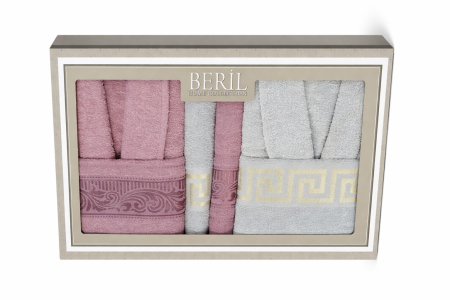 Articole Baie - Set Cadou De Lux– 2 Halate + 4 Prosoape Asortate Cu Sapun Inclus