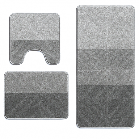 Articole Baie - Set covorase baie 3 piese  Model Geometric, Gri  60x100cm