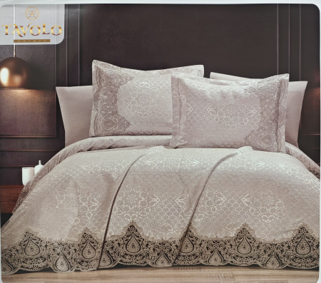 Cuverturi - Set Cuvertura De Lux Bumbac 100% 3 Piese 240X260 Cm-Model Premium Bej