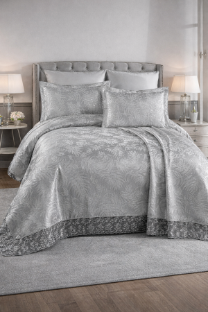 Cuverturi - Set Cuvertura De Lux Bumbac 100% 3 Piese 240X260 Cm-Model Premium Gri