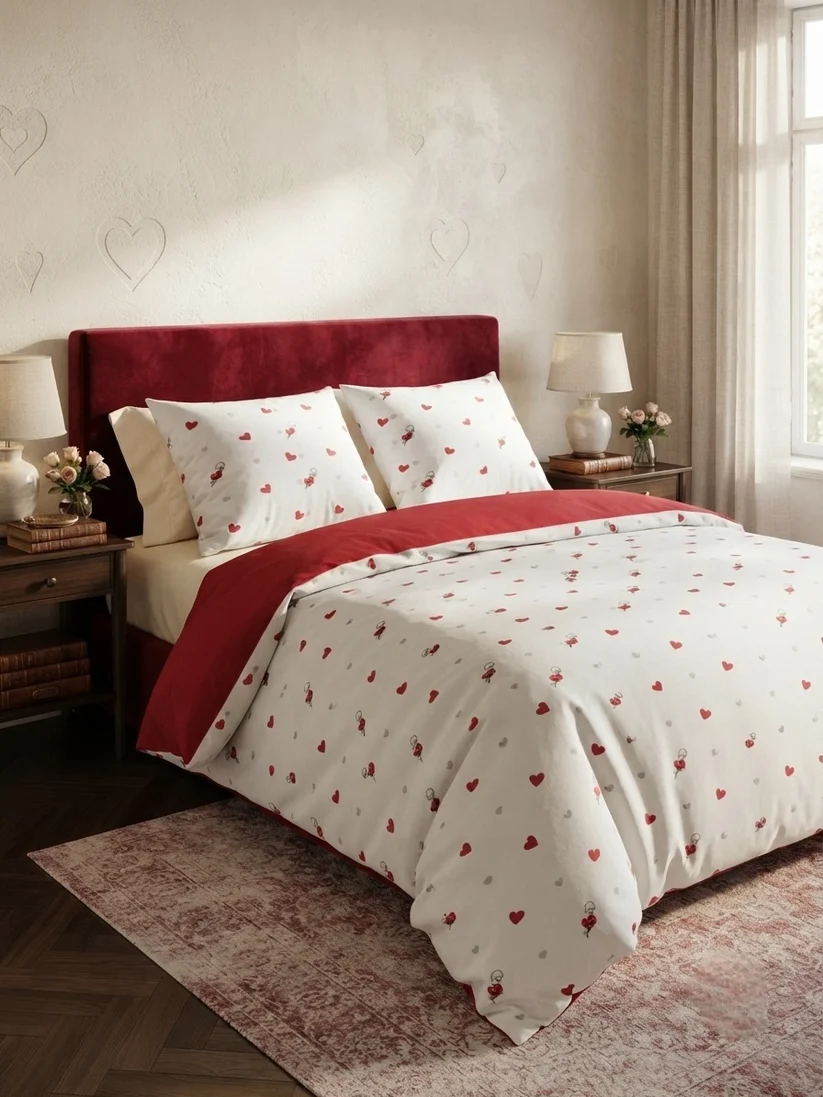 Lenjerii De Pat 100% Bumbac - Set Lenjerie de Pat 100% Bumbac – 220×240 cm (4 Piese) – Confort Premium