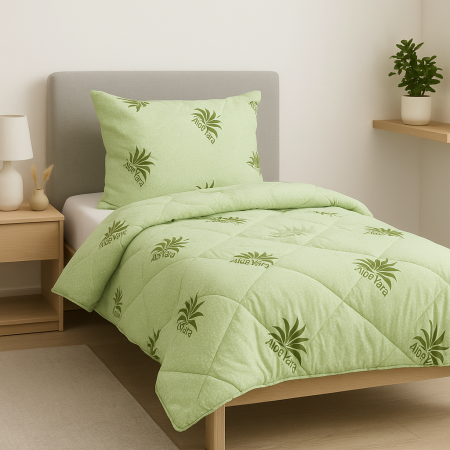 Oferta Speciala - Set Pilota Aloe Vera 150x210 cm ( Pat Single) + 1 Perna Aloe Vera 50x70 cm