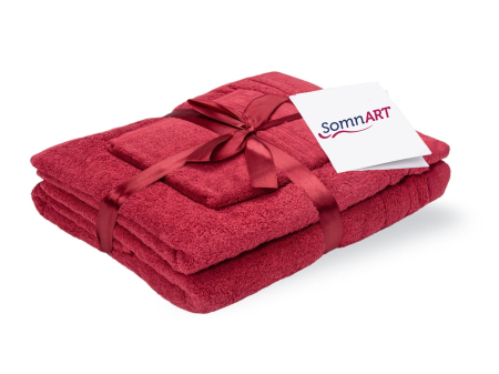 Set prosoape bumbac - Set prosoape bumbac 600gsm, de fata 50x90 cm + de corp 70x140 + de maini 30x50 cm - bordeaux