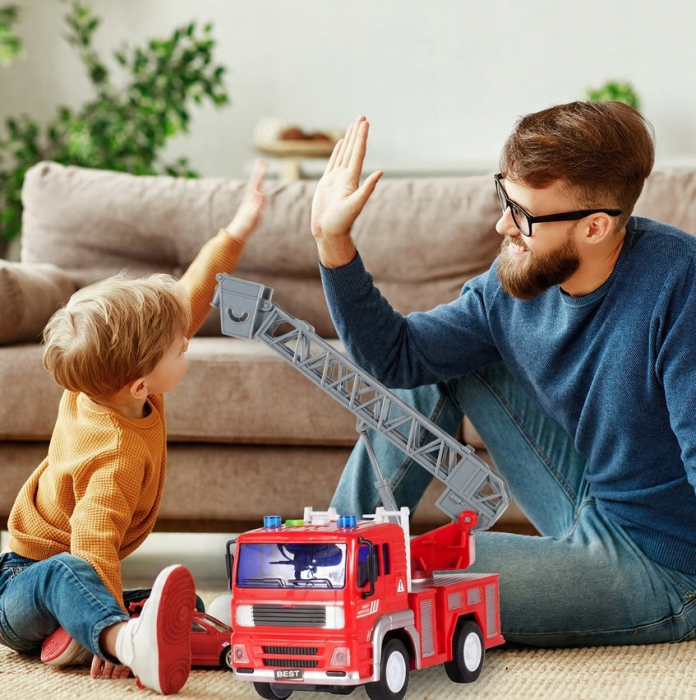 Autospecială de Pompieri cu Scară – Lumini, Sunete și Baterii Incluse [3]