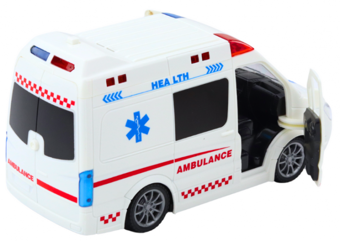 Ambulanță cu telecomandată RC cu lumini și sunete 1:20, albă [3]