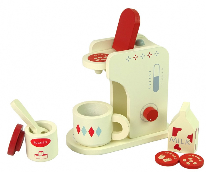Aparat de cafea din lemn cu accesorii – pentru bucătăria copiilor [2]