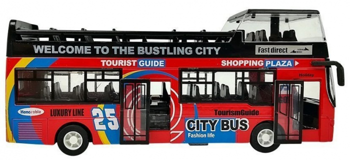 Autocar turistic cu două etaje, uși care se deschid, roșu [3]