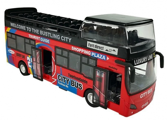 Autocar turistic cu două etaje, uși care se deschid, roșu [4]