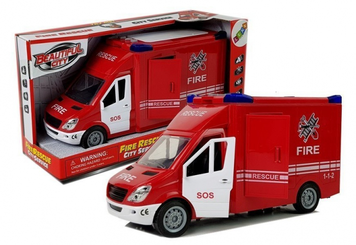 Autospecială de pompieri cu fricțiune, sunet, mișcare și uși care se deschid [1]