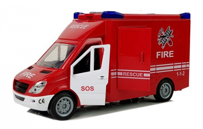 Autospecială de pompieri cu fricțiune, sunet, mișcare și uși care se deschid [3]