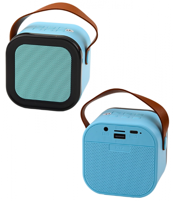 Boxă Karaoke cu Microfon Wireless K12 RGB Bluetooth Albastru [2]