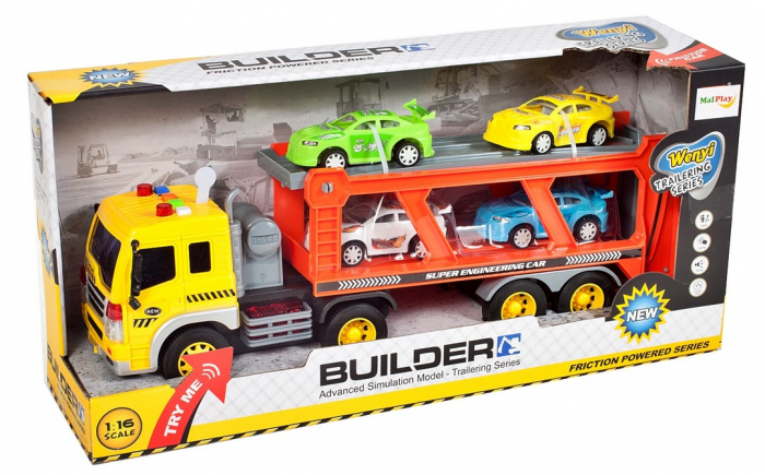 Camion Platformă cu Lumini și Sunete – Set cu 4 Mașinuțe [1]