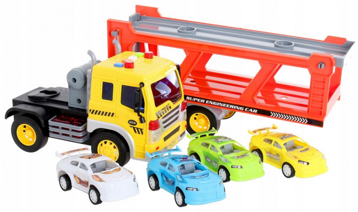 Camion Platformă cu Lumini și Sunete – Set cu 4 Mașinuțe [3]