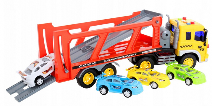 Camion Platformă cu Lumini și Sunete – Set cu 4 Mașinuțe [6]