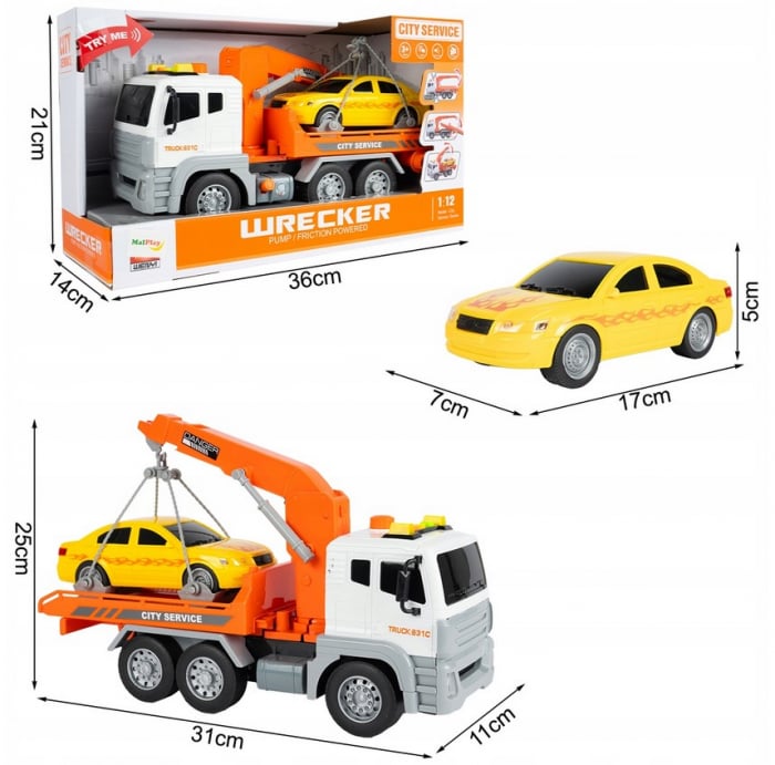 Camion Platformă cu Macara și Mașină – Sunet și Lumină [2]