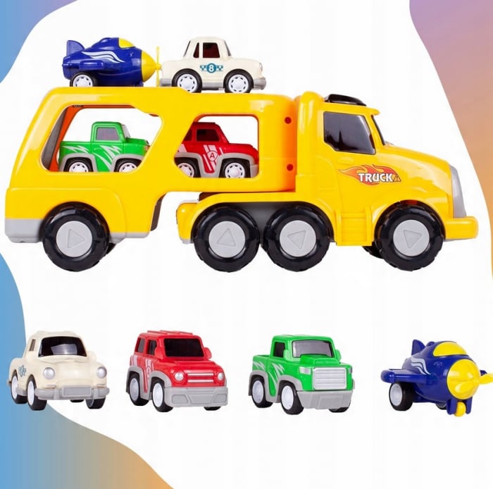 Camion Platformă TIR cu Vehicule și Avion – Lumină și Sunet [6]