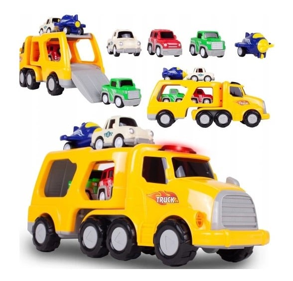 Camion Platformă TIR cu Vehicule și Avion – Lumină și Sunet [2]