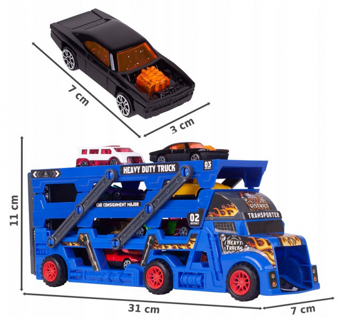 Camion Transportor cu Platformă și 8 Mașinuțe Metalice [3]