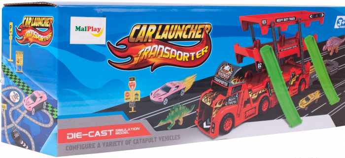 Camion Transportor cu Platformă și 8 Mașinuțe Metalice [10]