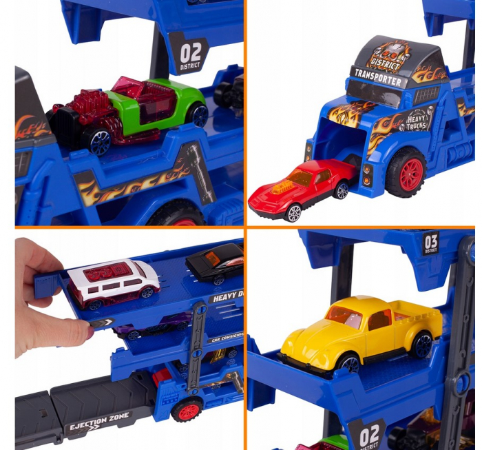 Camion Transportor cu Platformă și 8 Mașinuțe Metalice [9]