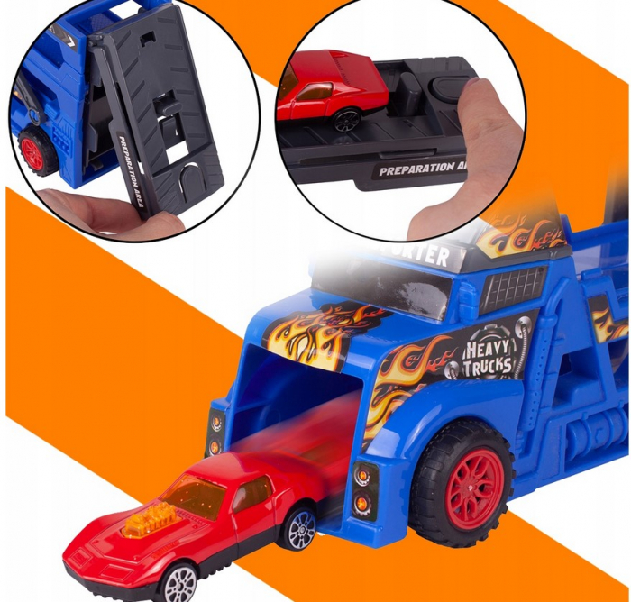 Camion Transportor cu Platformă și 8 Mașinuțe Metalice [6]